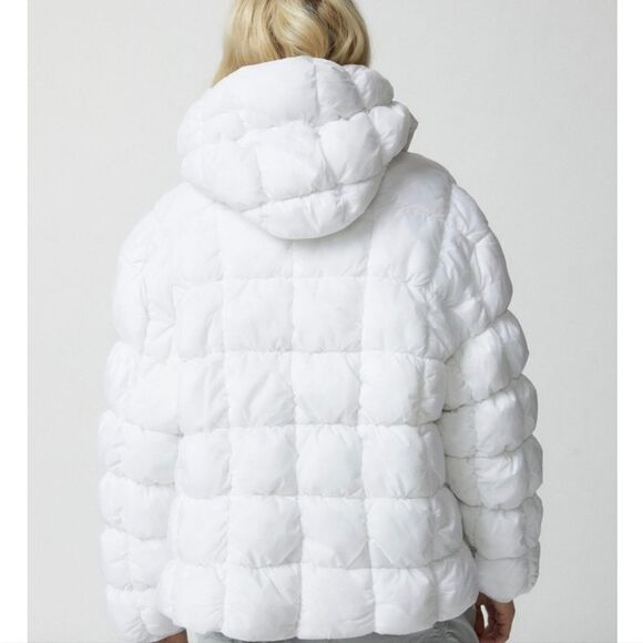 Urban Outfitters iets frans Ruched Puffer Jacket white size S - Picture 4 of 6